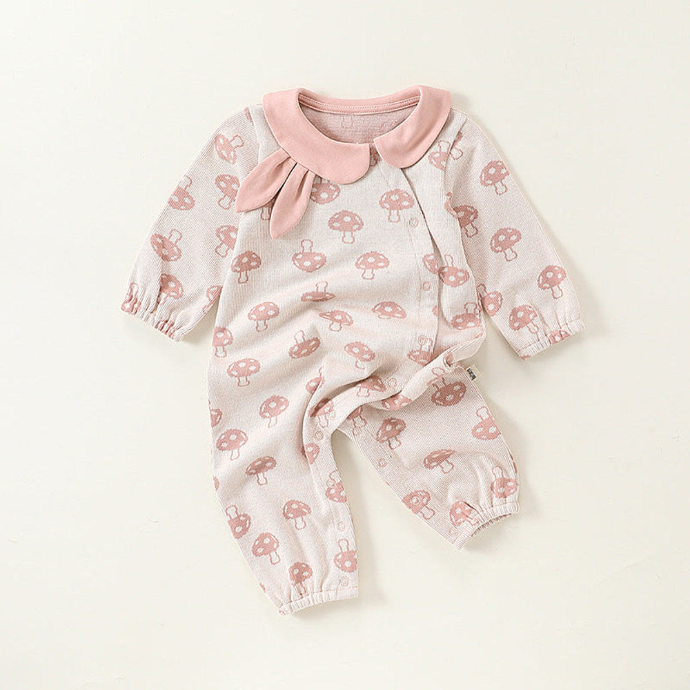 MyKids-USA® Baby Girls Rabbits Design Collar Mushrooms Pattern Romper