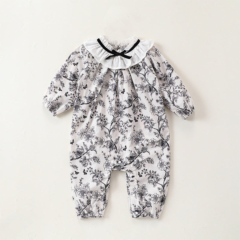MyKids-USA® Baby Girls Chinese Painting Pattern Long Sleeves Rompers with Collar