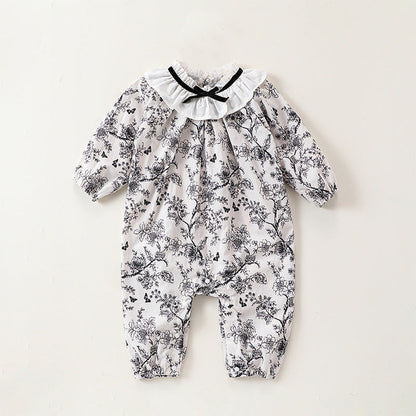 MyKids-USA® Baby Girls Chinese Painting Pattern Long Sleeves Rompers with Collar
