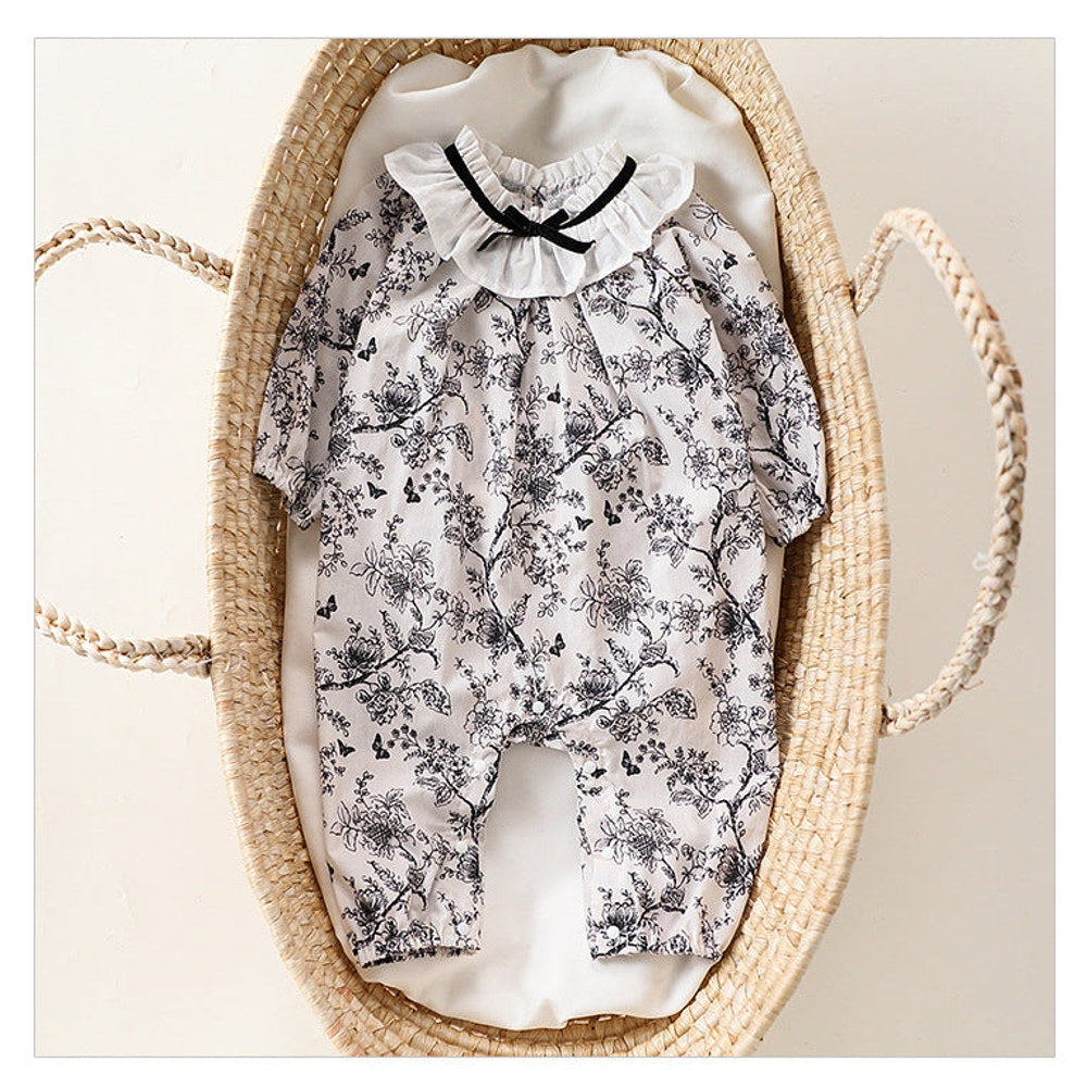 MyKids-USA® Baby Girls Chinese Painting Pattern Long Sleeves Rompers with Collar