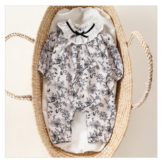 MyKids-USA® Baby Girls Chinese Painting Pattern Long Sleeves Rompers with Collar