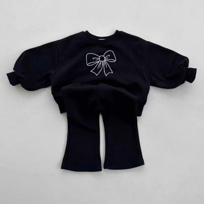 MyKids-USA® Girls Butterfly Bows Pattern Long Sleeves Crew Neck Top Sweatshirt and Pants Clothing Set