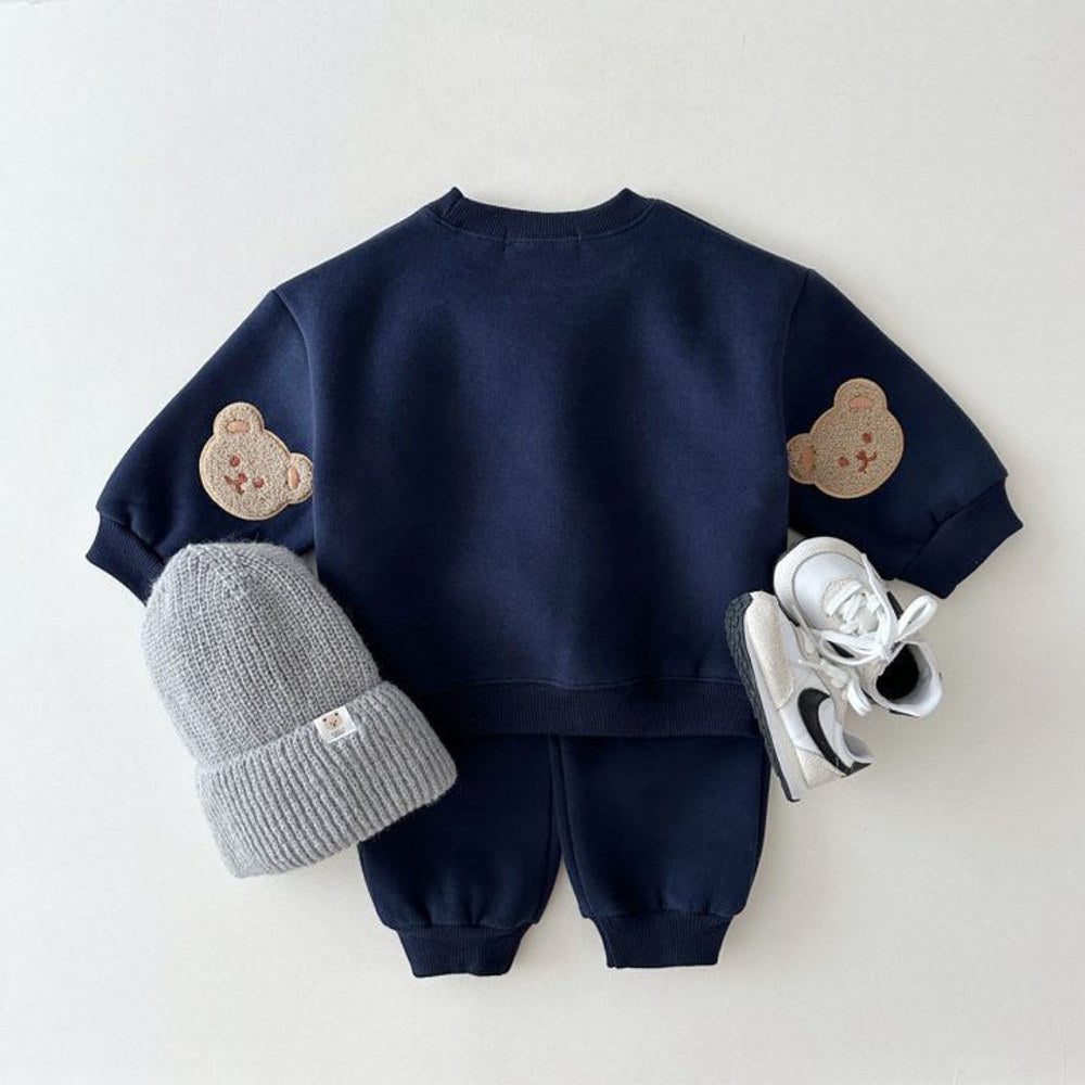 MyKids-USA® Baby Kids Unisex Casual Teddy Bear Pattern Long Sleeves Pullover and Pants Clothing Set