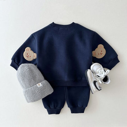 MyKids-USA® Baby Kids Unisex Casual Teddy Bear Pattern Long Sleeves Pullover and Pants Clothing Set