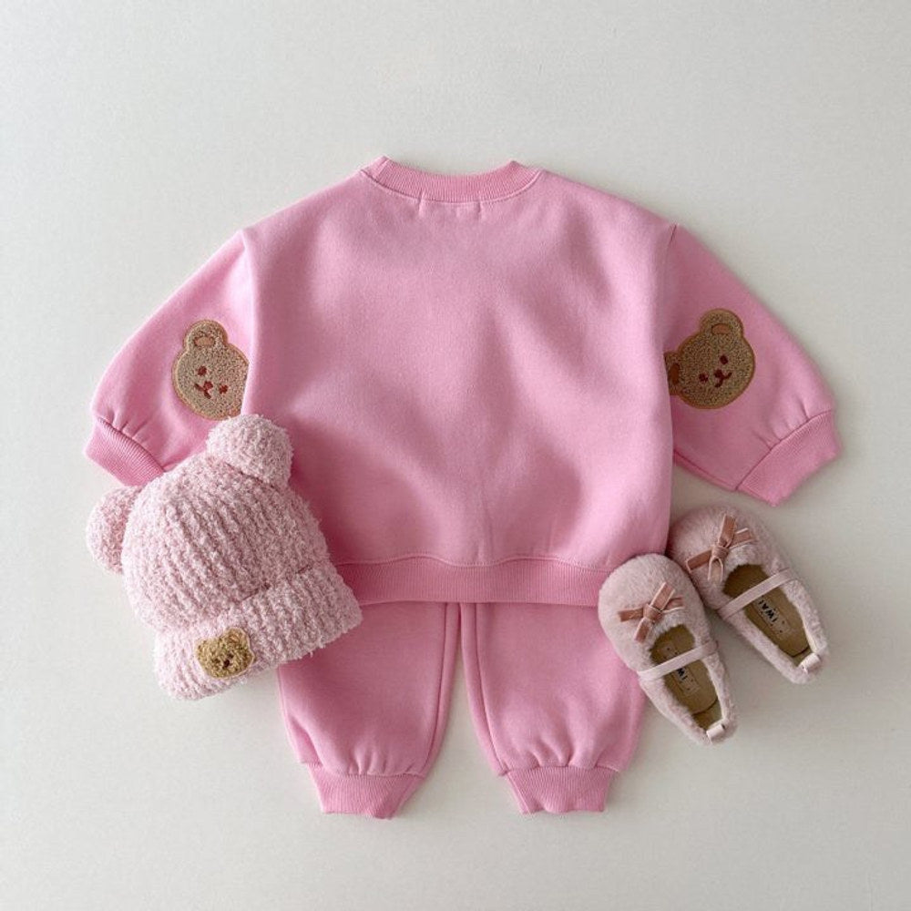 MyKids-USA® Baby Kids Unisex Casual Teddy Bear Pattern Long Sleeves Pullover and Pants Clothing Set