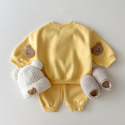 MyKids-USA® Baby Kids Unisex Casual Teddy Bear Pattern Long Sleeves Pullover and Pants Clothing Set