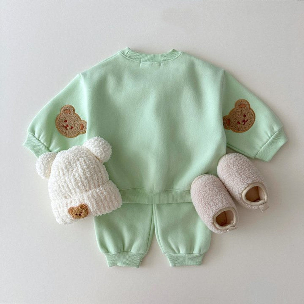 MyKids-USA® Baby Kids Unisex Casual Teddy Bear Pattern Long Sleeves Pullover and Pants Clothing Set