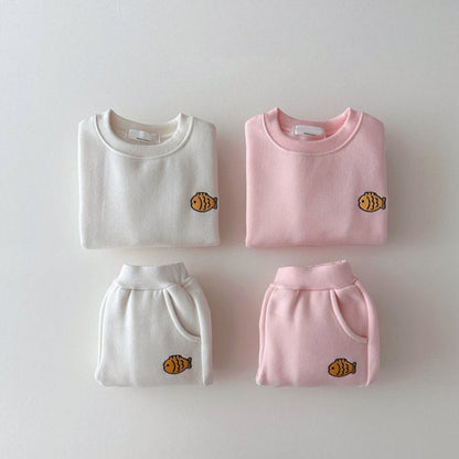 MyKids-USA® Baby Kids Unisex Casual Cute Fish Logo Long Sleeves Pullover and Pants Clothing Set