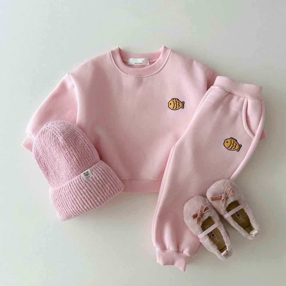 MyKids-USA® Baby Kids Unisex Casual Cute Fish Logo Long Sleeves Pullover and Pants Clothing Set