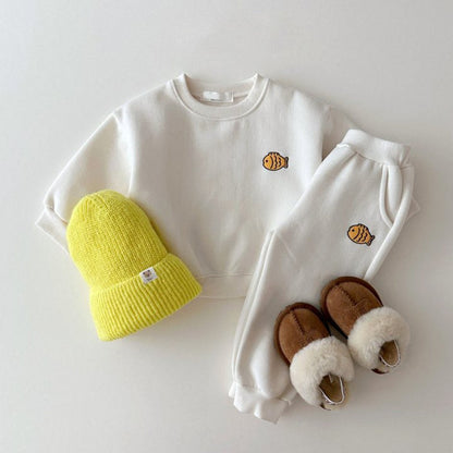 MyKids-USA® Baby Kids Unisex Casual Cute Fish Logo Long Sleeves Pullover and Pants Clothing Set