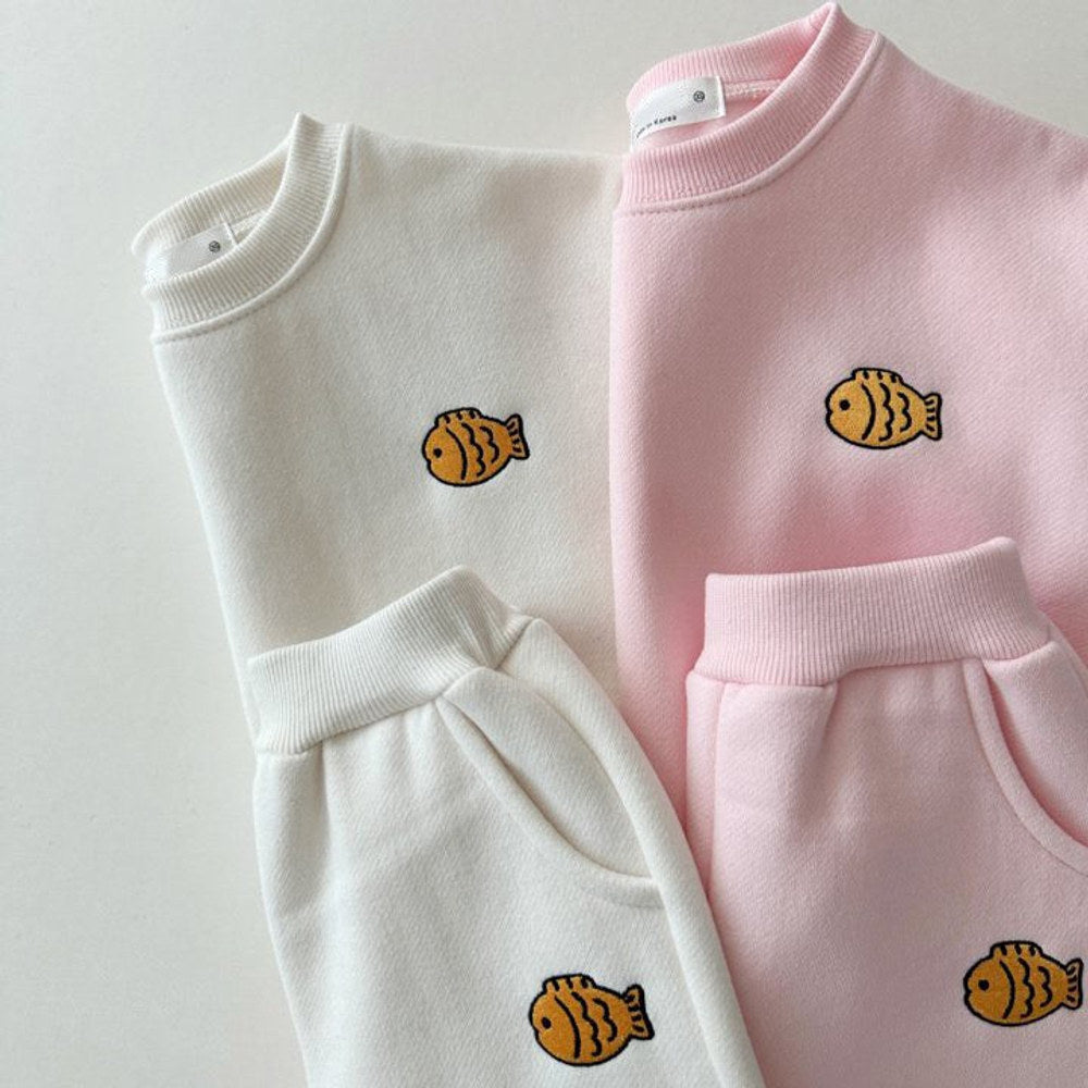MyKids-USA® Baby Kids Unisex Casual Cute Fish Logo Long Sleeves Pullover and Pants Clothing Set