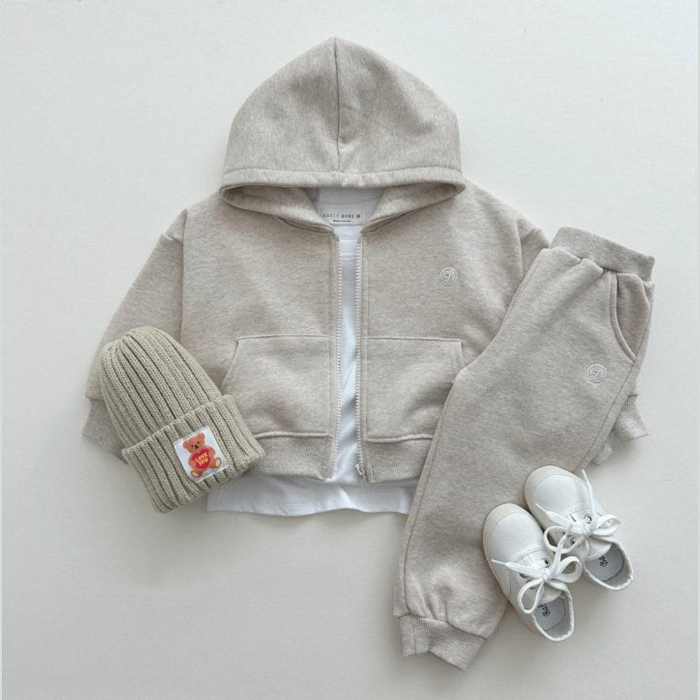 MyKids-USA® Kids Unisex Casual Letter Logo Long Sleeves Zip-up Top Hoodie and Pants Clothing Set