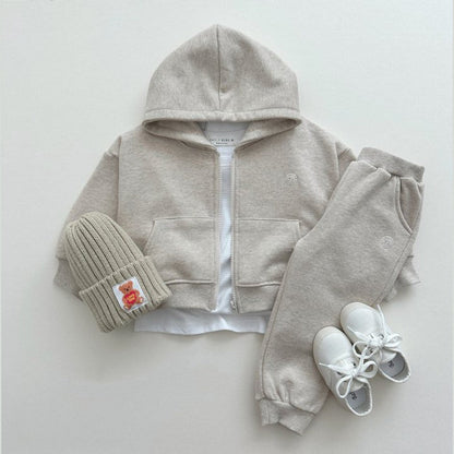 MyKids-USA® Kids Unisex Casual Letter Logo Long Sleeves Zip-up Top Hoodie and Pants Clothing Set
