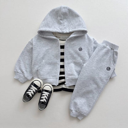 MyKids-USA® Kids Unisex Casual Letter Logo Long Sleeves Zip-up Top Hoodie and Pants Clothing Set