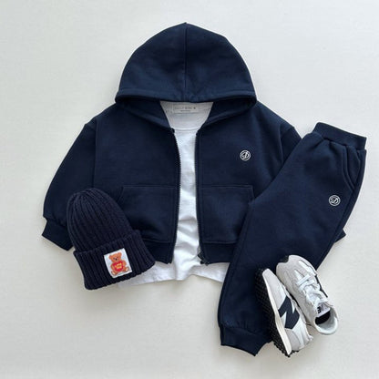 MyKids-USA® Kids Unisex Casual Letter Logo Long Sleeves Zip-up Top Hoodie and Pants Clothing Set