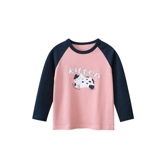 MyKids-USA® Kids Girls Animals Cartoon and Letters Print Crew Neck Long Sleeves Pullover Sweatshirt