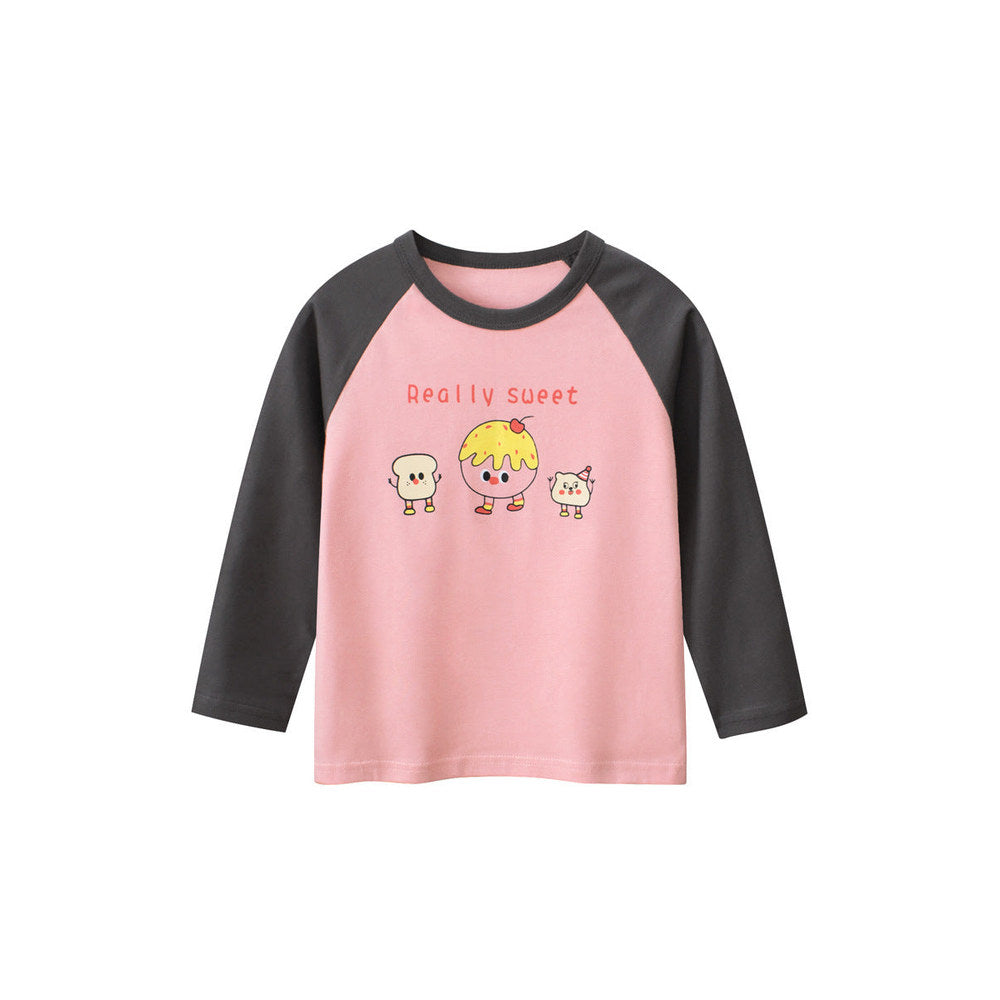 MyKids-USA® Kids Girls Animals Cartoon and Letters Print Crew Neck Long Sleeves Pullover Sweatshirt