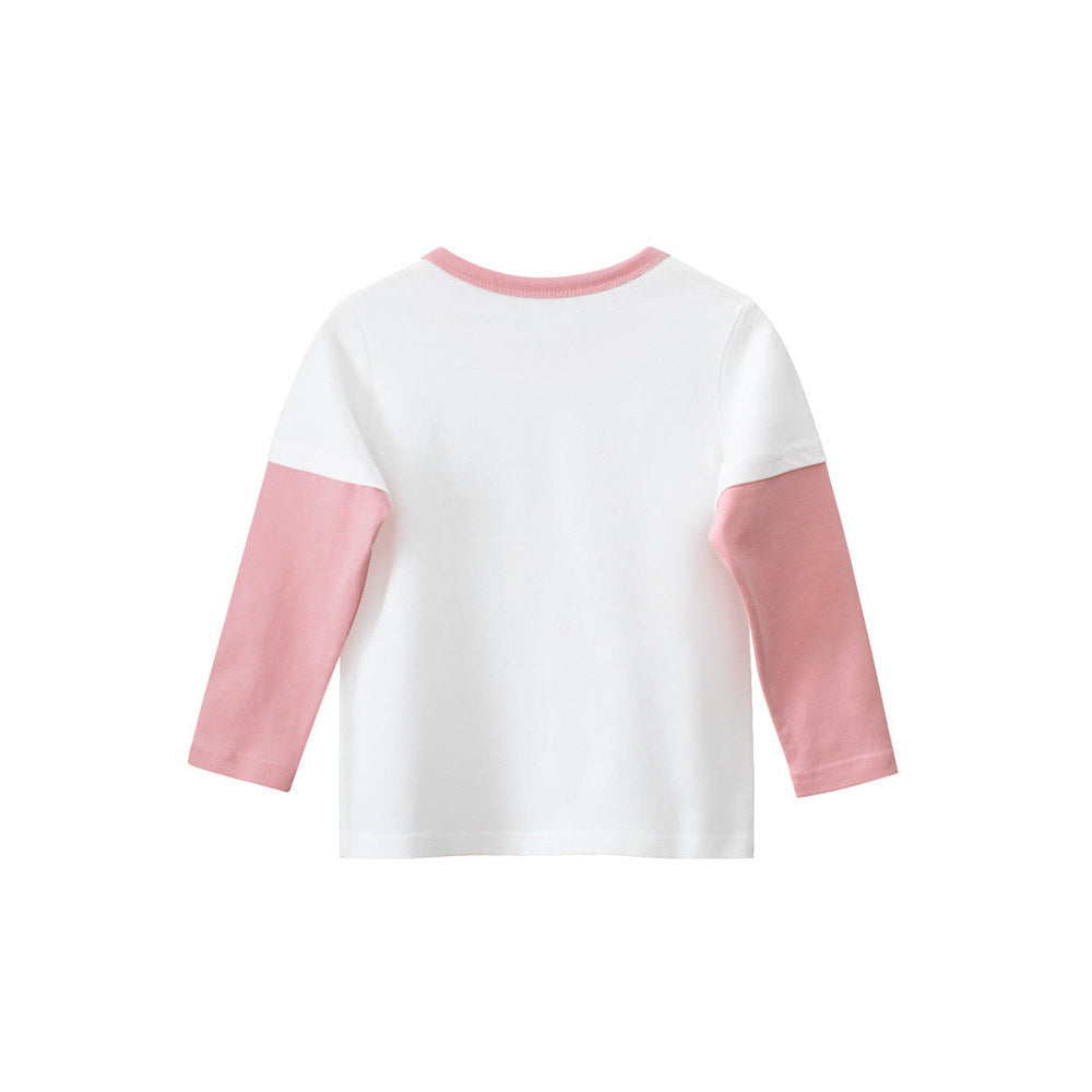 MyKids-USA® Kids Girls Animals Cartoon and Letters Print Crew Neck Color Patchwork Long Sleeves Pullover Sweatshirt