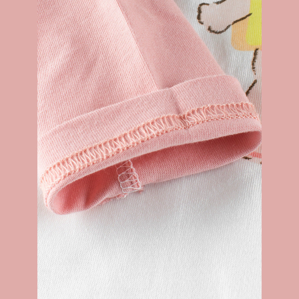 MyKids-USA® Kids Girls Animals Cartoon and Letters Print Crew Neck Color Patchwork Long Sleeves Pullover Sweatshirt