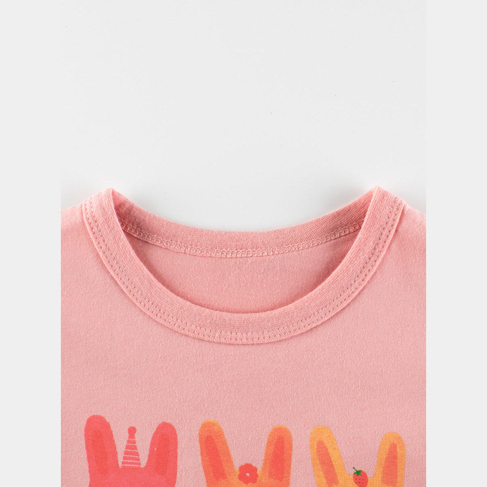 MyKids-USA® Kids Girls Animals Cartoon and Letters Print Crew Neck Long Sleeves Pullover Sweatshirt