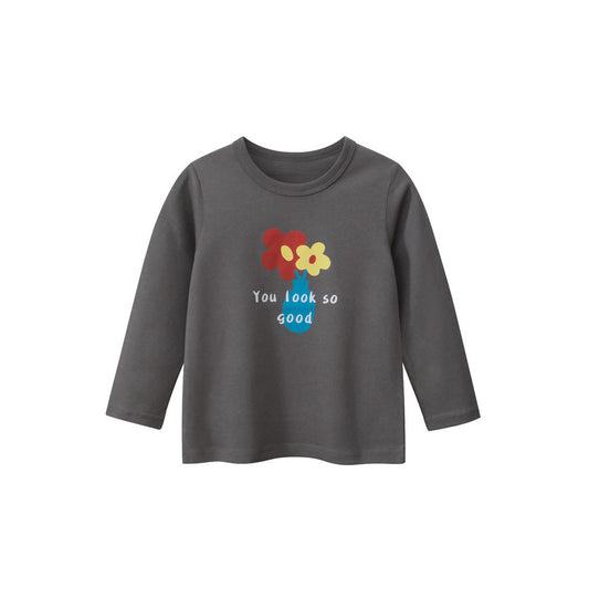 MyKids-USA® Kids Girls Flowers Cartoon and Letters Print Crew Neck Long Sleeves Pullover Sweatshirt