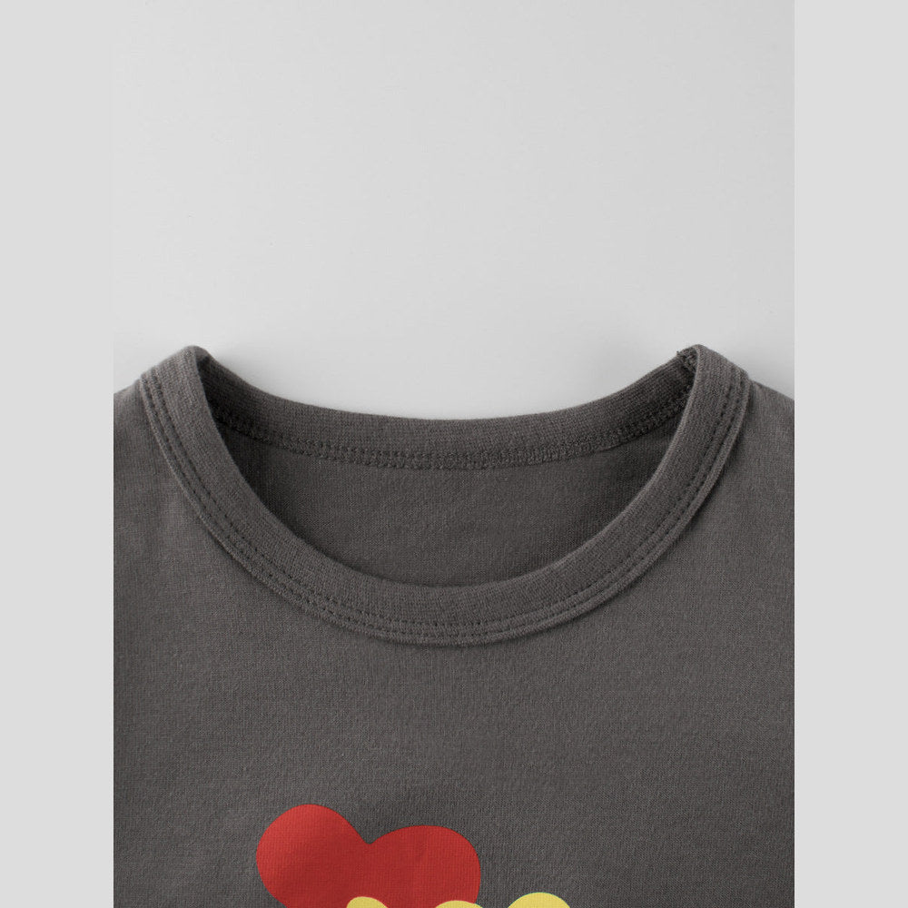 MyKids-USA® Kids Girls Flowers Cartoon and Letters Print Crew Neck Long Sleeves Pullover Sweatshirt