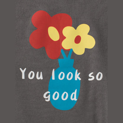 MyKids-USA® Kids Girls Flowers Cartoon and Letters Print Crew Neck Long Sleeves Pullover Sweatshirt