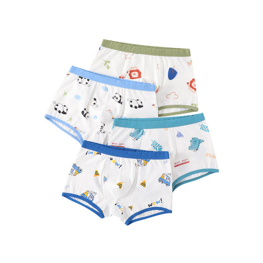 MyKids-USA® Boys’ Cartoon and Striped Printed Boxer Shorts Breathable Underwear Set