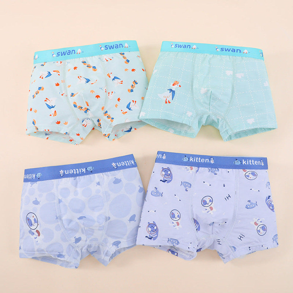 MyKids-USA® Boys’ Cartoon Pattern Printed Boxer Shorts Breathable Underwear Set