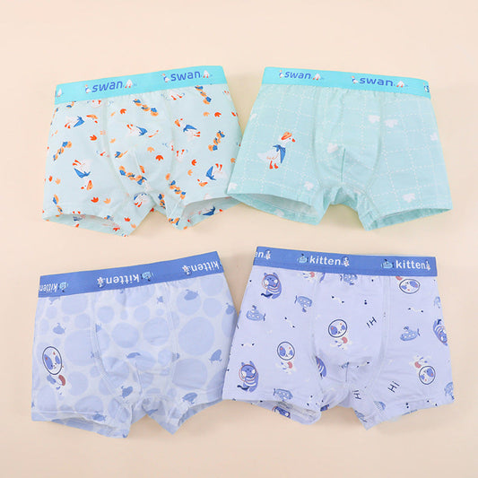MyKids-USA® Boys’ Cartoon Pattern Printed Boxer Shorts Breathable Underwear Set