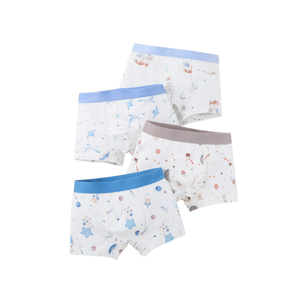 MyKids-USA® Boys’ Cartoon Pattern Printed Boxer Shorts Breathable Underwear Set