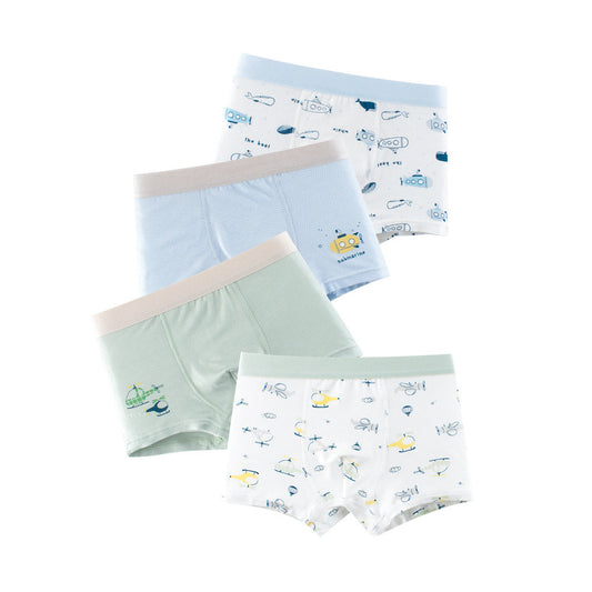 MyKids-USA® Boys’ Cartoon Pattern Printed Boxer Shorts Breathable Underwear Set