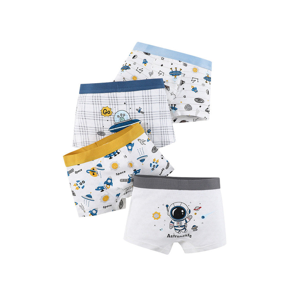 MyKids-USA® Boys’ Cartoon Pattern Printed Boxer Shorts Breathable Underwear Set