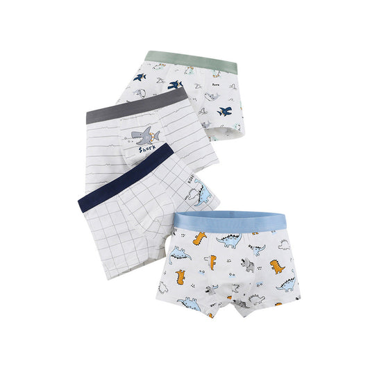 MyKids-USA® Boys’ Cartoon and Striped Printed Boxer Shorts Breathable Underwear Set