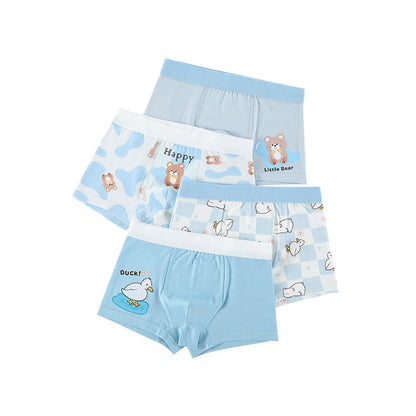 MyKids-USA® Boys’ Cartoon and Striped Printed Boxer Shorts Breathable Underwear Set