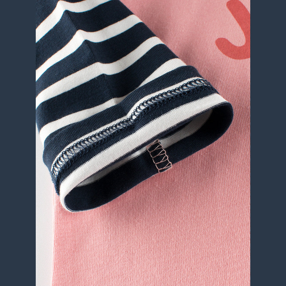 MyKids-USA® Kids Girls Animals Cartoon and Letters Print Crew Neck Striped Long Sleeves Sweatshirt