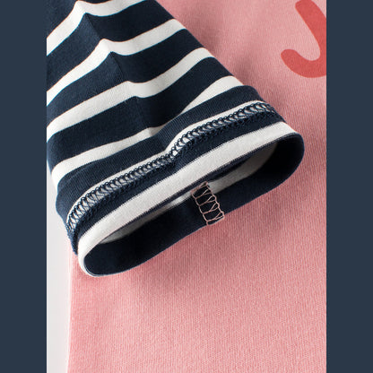 MyKids-USA® Kids Girls Animals Cartoon and Letters Print Crew Neck Striped Long Sleeves Sweatshirt