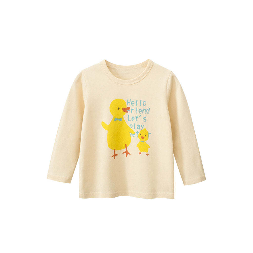 MyKids-USA® Kids Girls Cartoon and Letters Print Crew Neck Long Sleeves Shirt