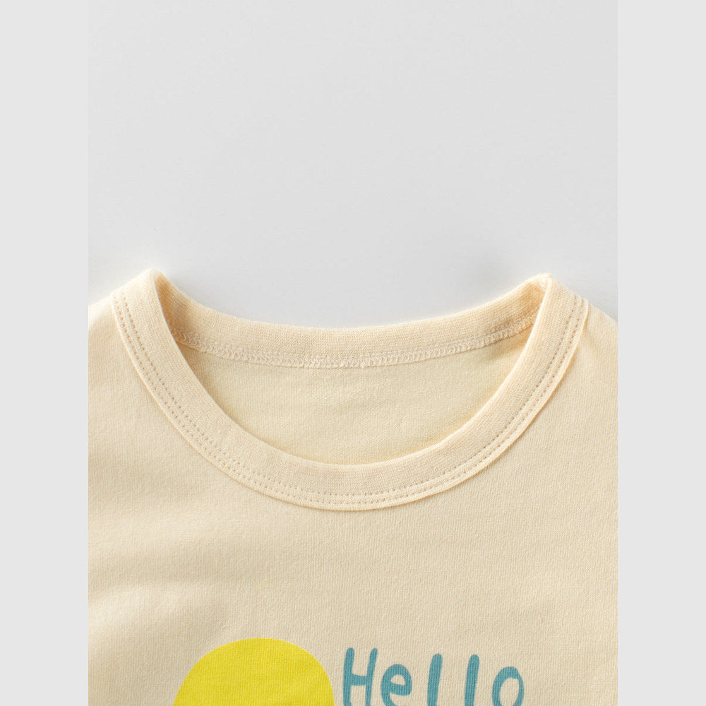 MyKids-USA® Kids Girls Cartoon and Letters Print Crew Neck Long Sleeves Shirt