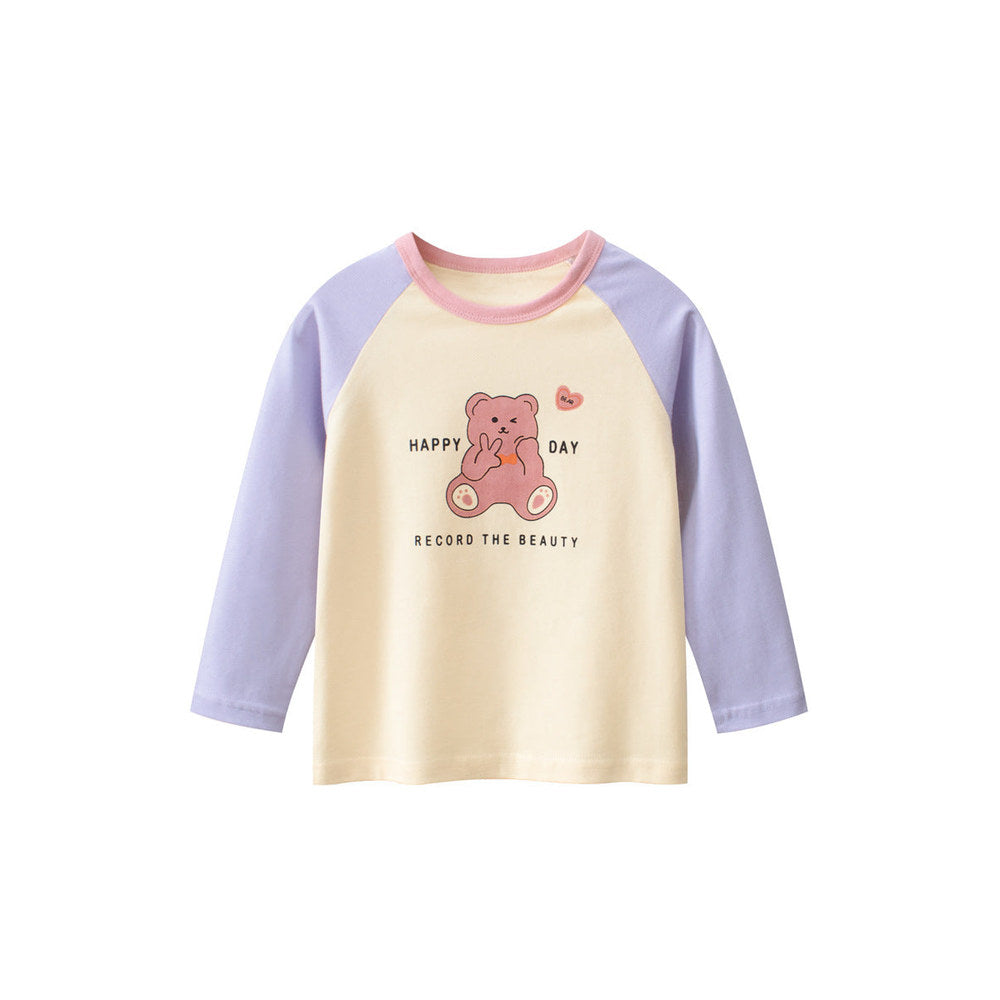 MyKids-USA® Kids Girls Animals Cartoon and Letters Print Crew Neck Long Sleeves Shirt