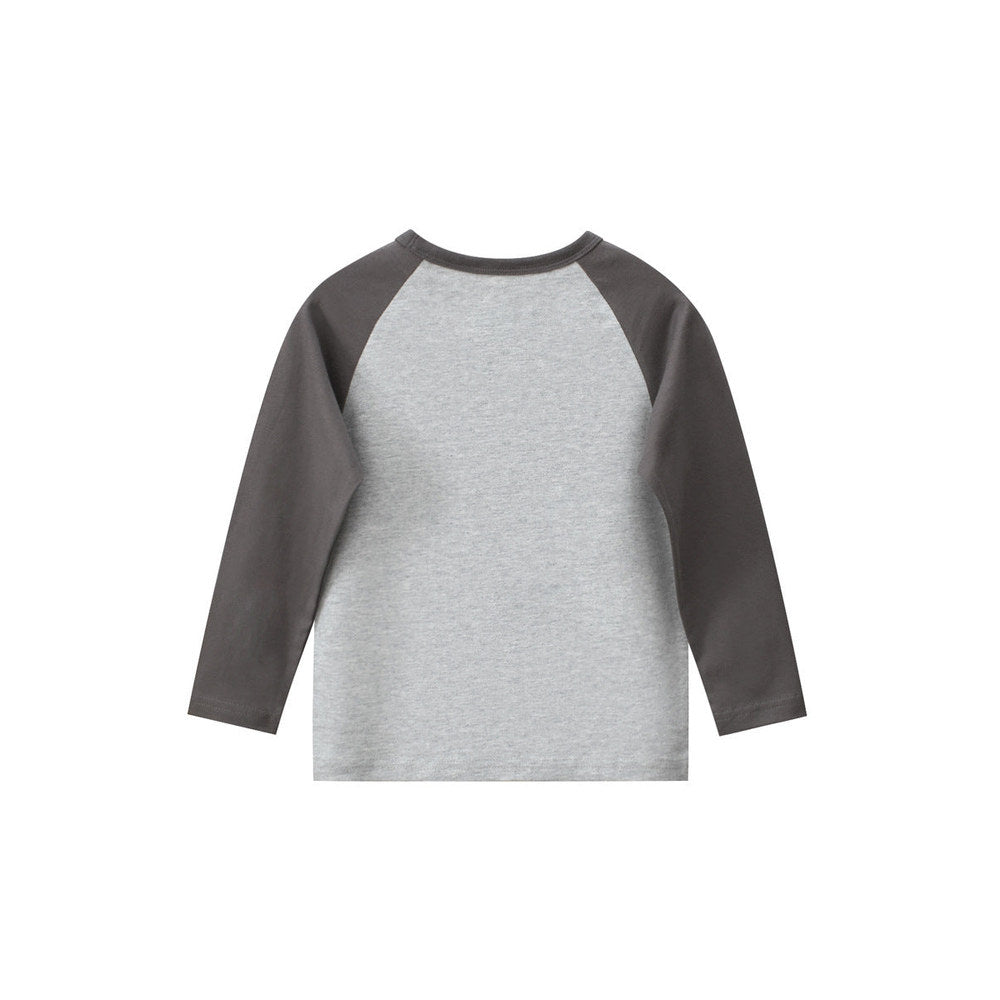 MyKids-USA® Baby Boys Cartoon Print Color Patchwork Long Sleeves Crew Neck Base Top Shirt