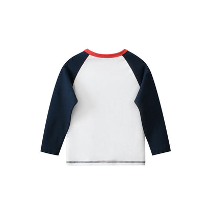 MyKids-USA® Baby Boys Letters Print Color Patchwork Long Sleeves Crew Neck Base Top Shirt
