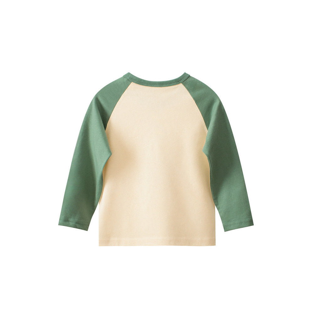 MyKids-USA® Kids Girls Teddy Bear Cartoon Print Crew Neck Long Sleeves Color Patchwork Shirt