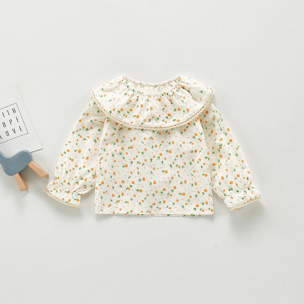 MyKids-USA® Kids Girls Plaid/Floral Long Sleeves Shirt with Collar