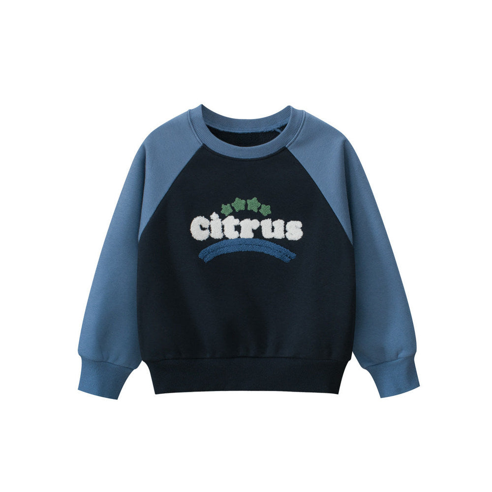 MyKids-USA® Baby Kids Boys Letters Pattern Color Patchwork Long Sleeves Crew Neck Top Pullover