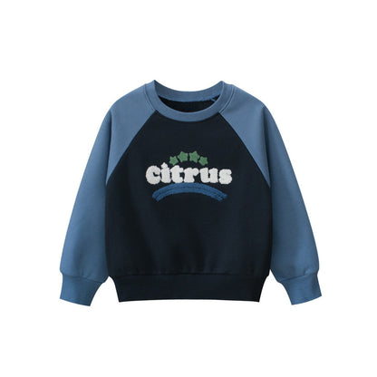 MyKids-USA® Baby Kids Boys Letters Pattern Color Patchwork Long Sleeves Crew Neck Top Pullover