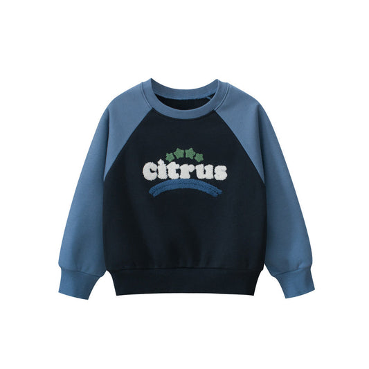 MyKids-USA® Baby Kids Boys Letters Pattern Color Patchwork Long Sleeves Crew Neck Top Pullover