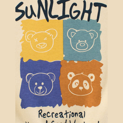 MyKids-USA® Baby Kids Boys Cartoon Print Color Patchwork Long Sleeves Crew Neck Top Pullover