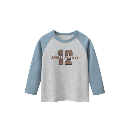 MyKids-USA® Baby Boys Letters Print Color Patchwork Long Sleeves Crew Neck Base Top Shirt