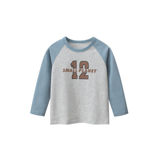 MyKids-USA® Baby Boys Letters Print Color Patchwork Long Sleeves Crew Neck Base Top Shirt